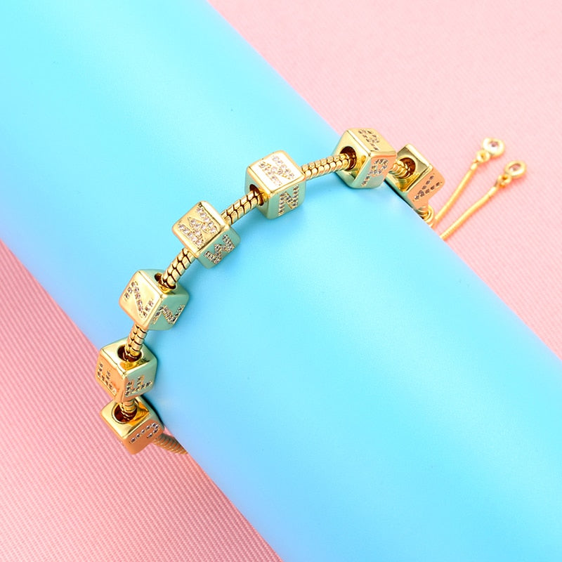 A-Z Letter Suqare Beads Jewelry Charms