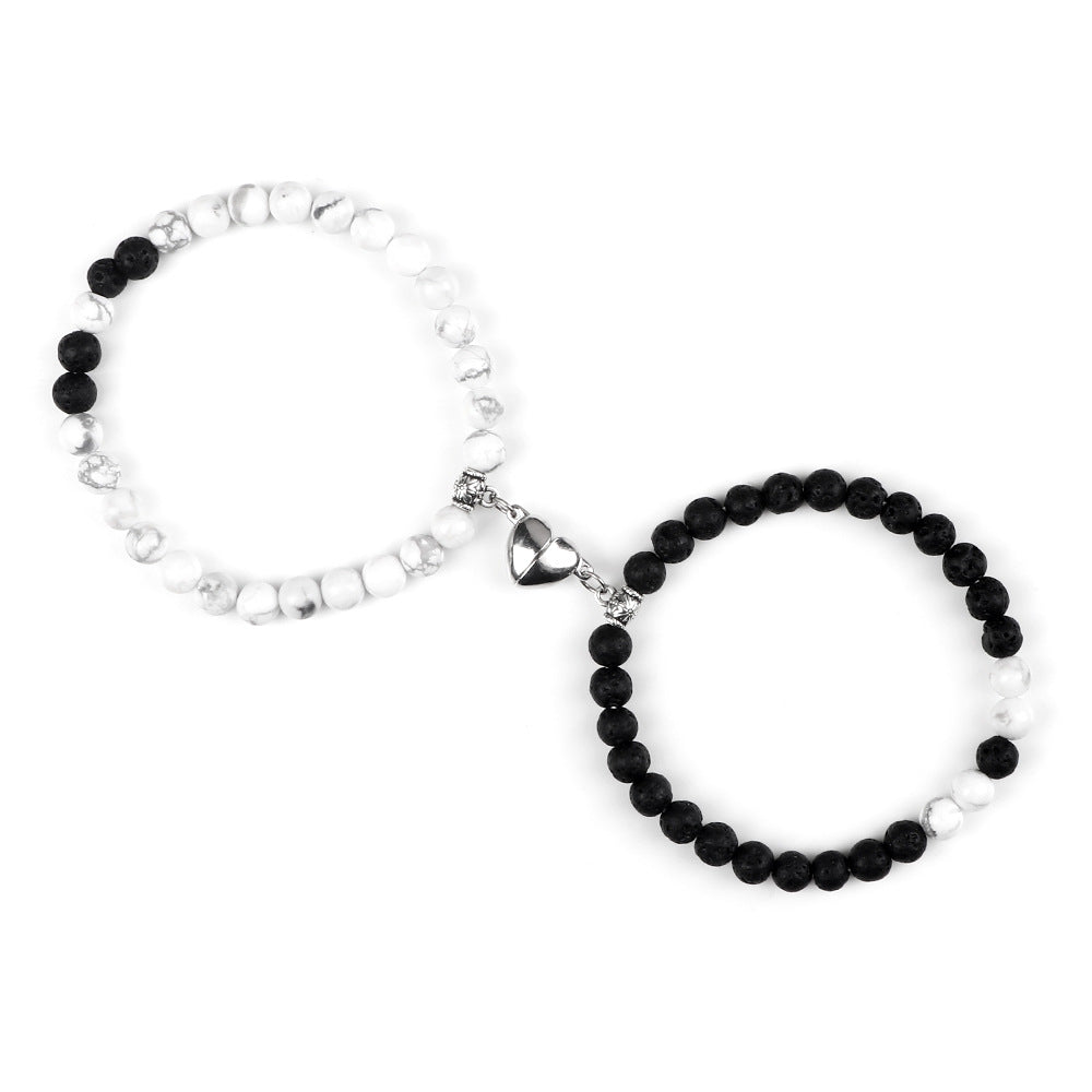 Nature Agate Bead Magnet Bracelet