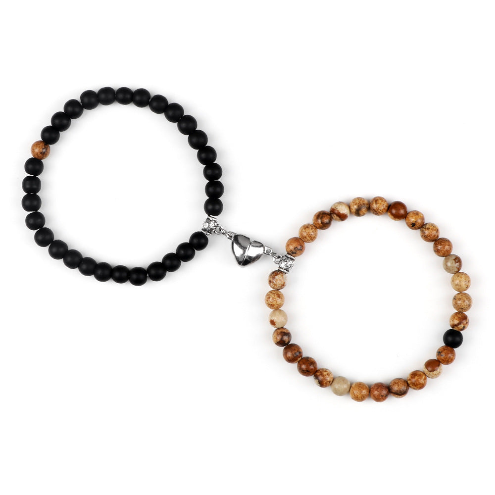 Nature Agate Bead Magnet Bracelet