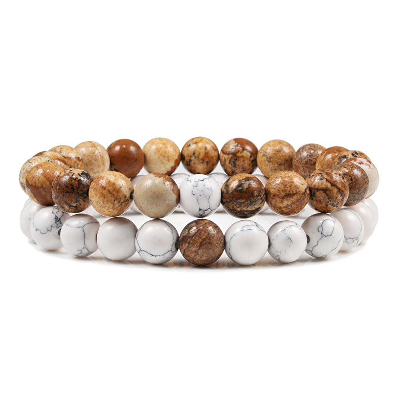 2pcs/set Natural Stone Beaded Bracelets
