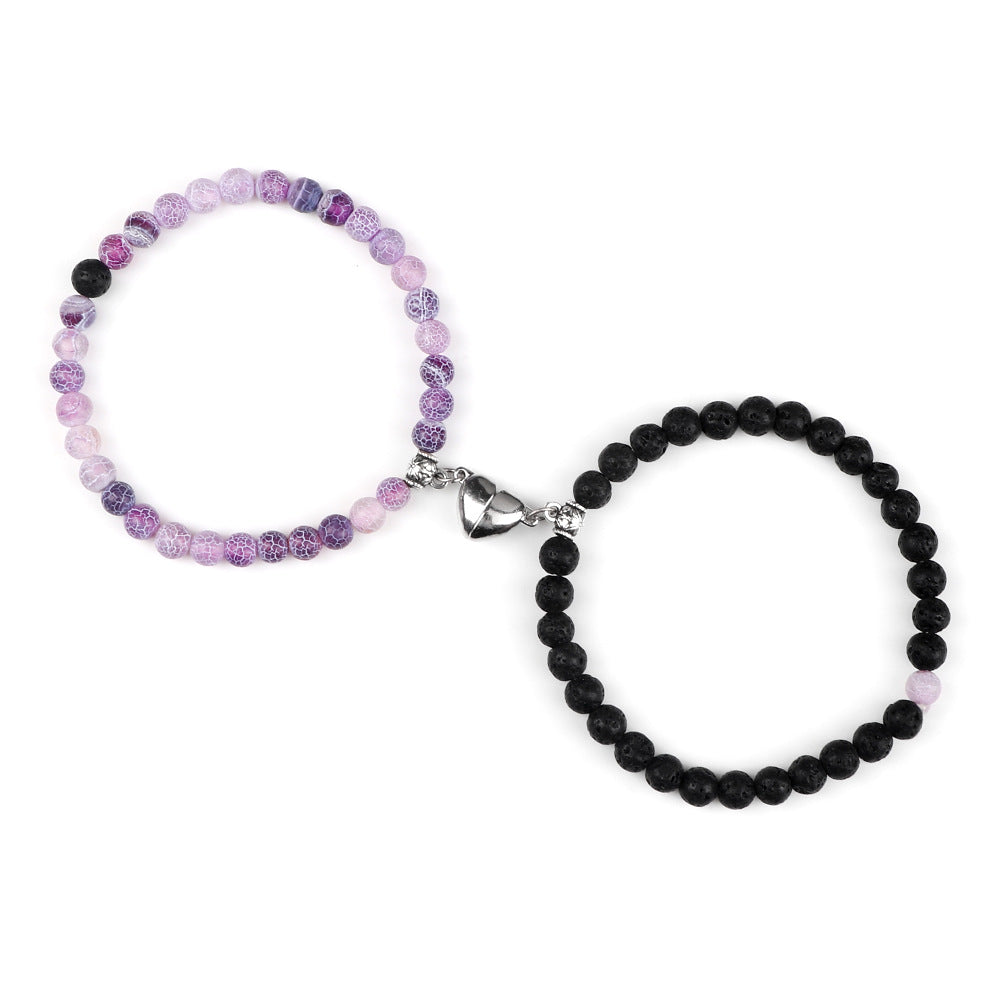Nature Agate Bead Magnet Bracelet