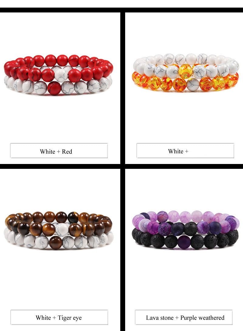 2pcs/set Natural Stone Beaded Bracelets