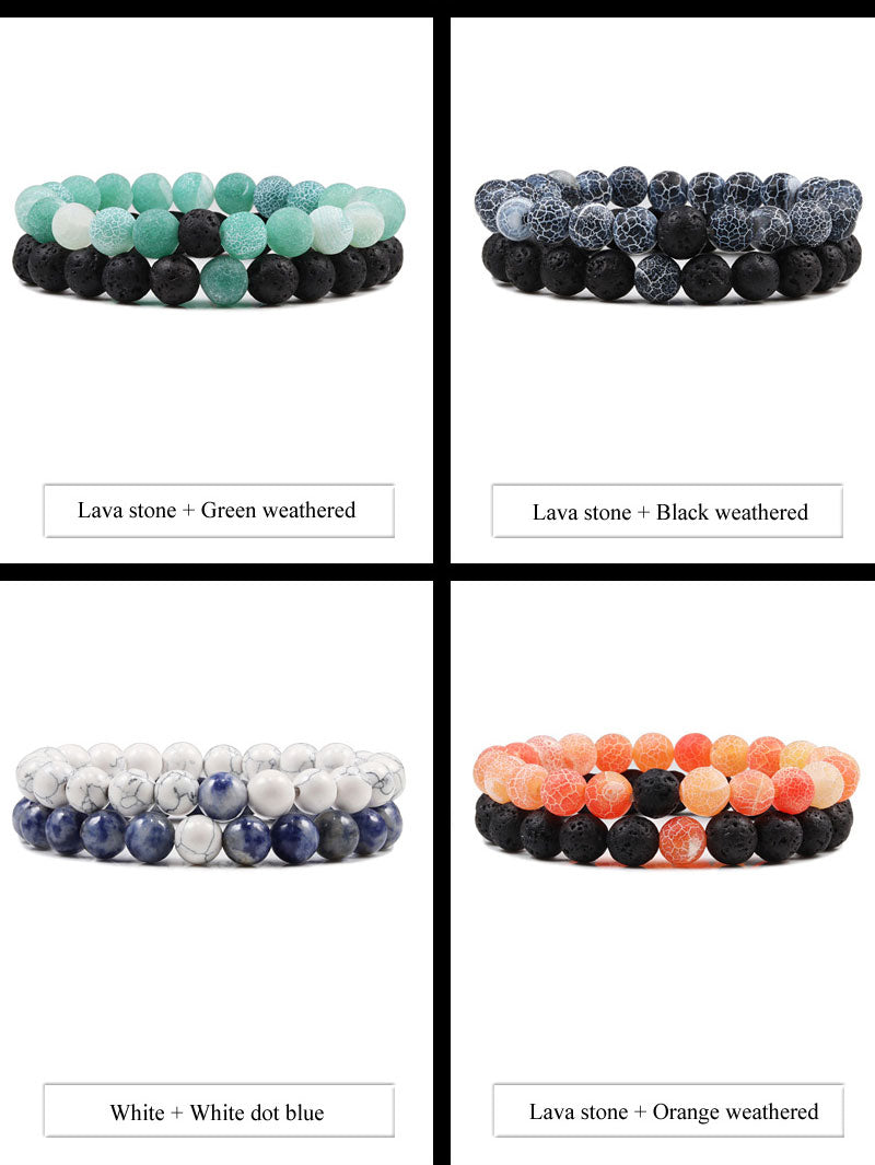 2pcs/set Natural Stone Beaded Bracelets