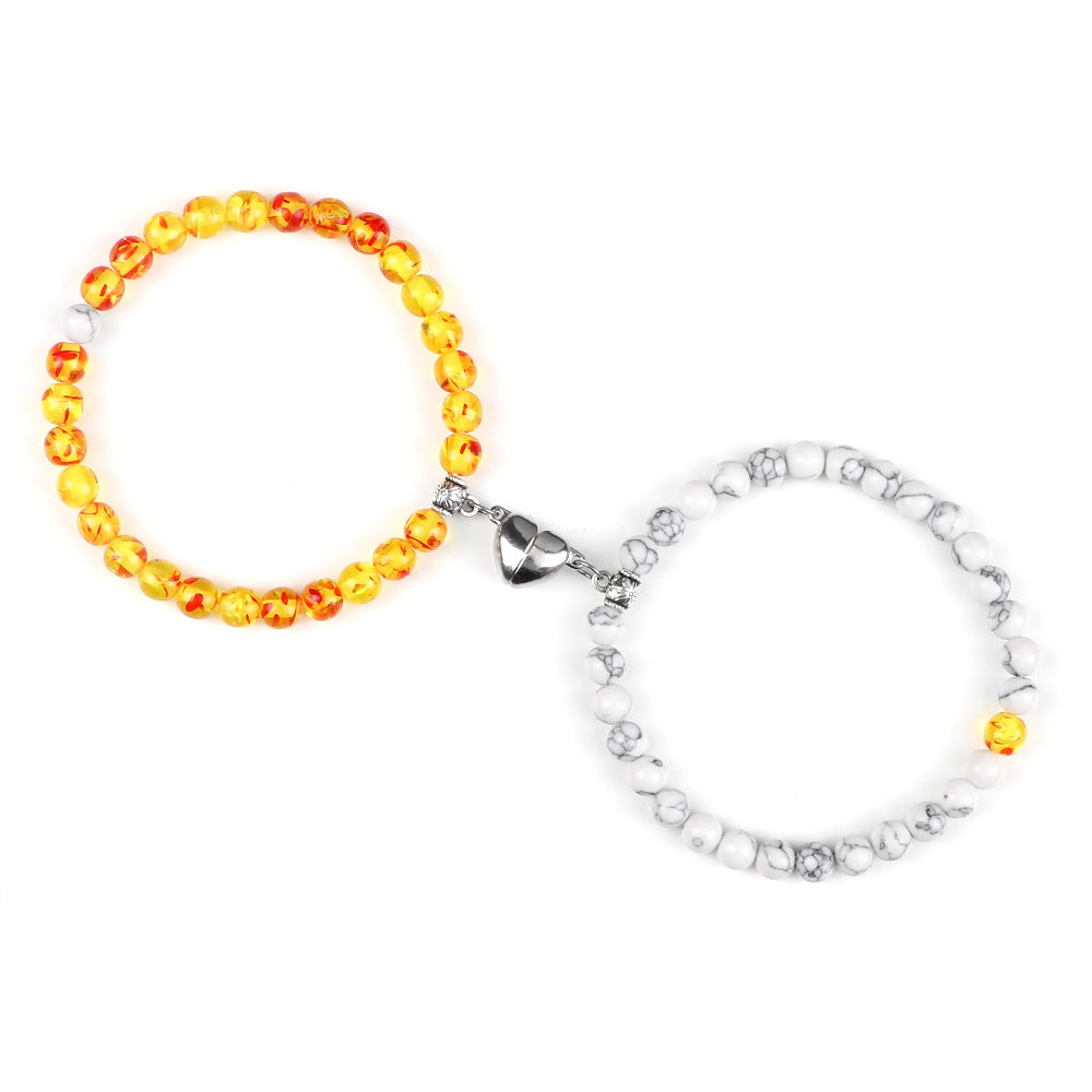 Nature Agate Bead Magnet Bracelet