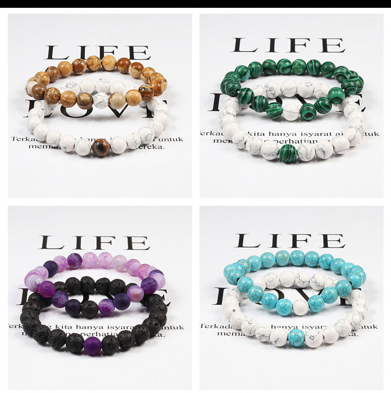 2pcs/set Natural Stone Beaded Bracelets