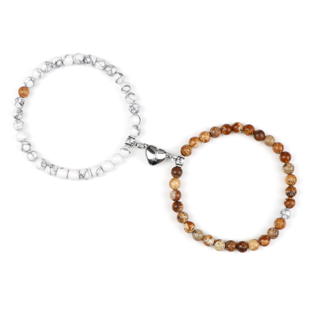 Nature Agate Bead Magnet Bracelet