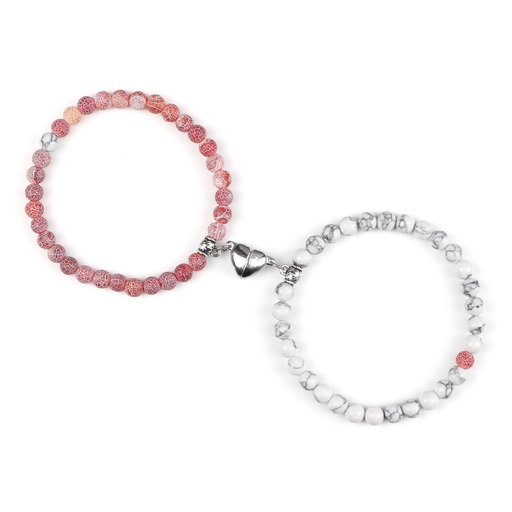 Nature Agate Bead Magnet Bracelet
