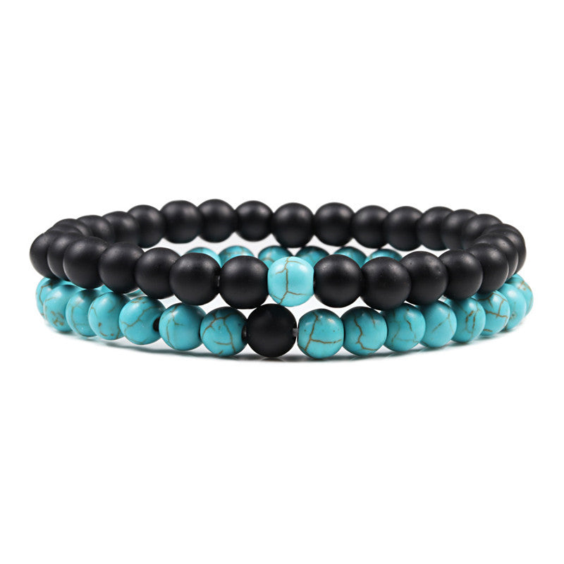 6mm 2pcs/set Natural Stone Beaded Bracelets