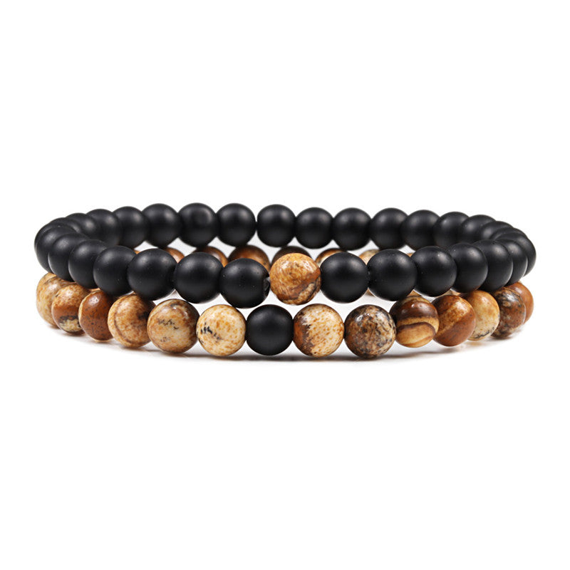 6mm 2pcs/set Natural Stone Beaded Bracelets