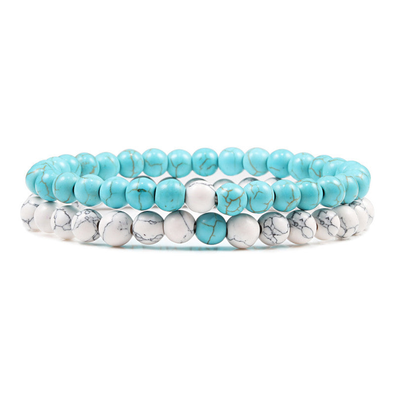 6mm 2pcs/set Natural Stone Beaded Bracelets