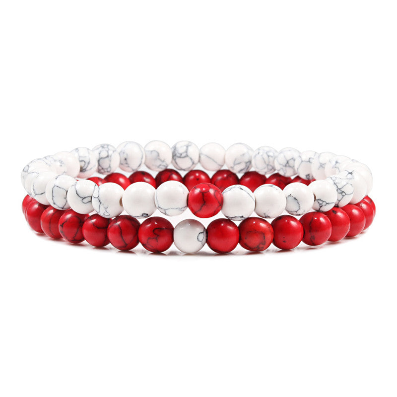 6mm 2pcs/set Natural Stone Beaded Bracelets