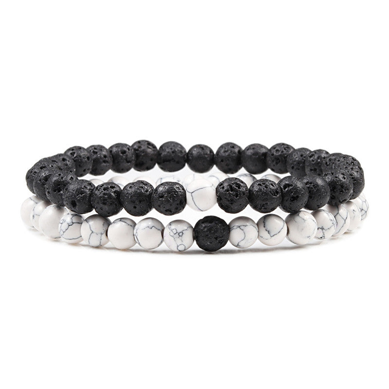 6mm 2pcs/set Natural Stone Beaded Bracelets