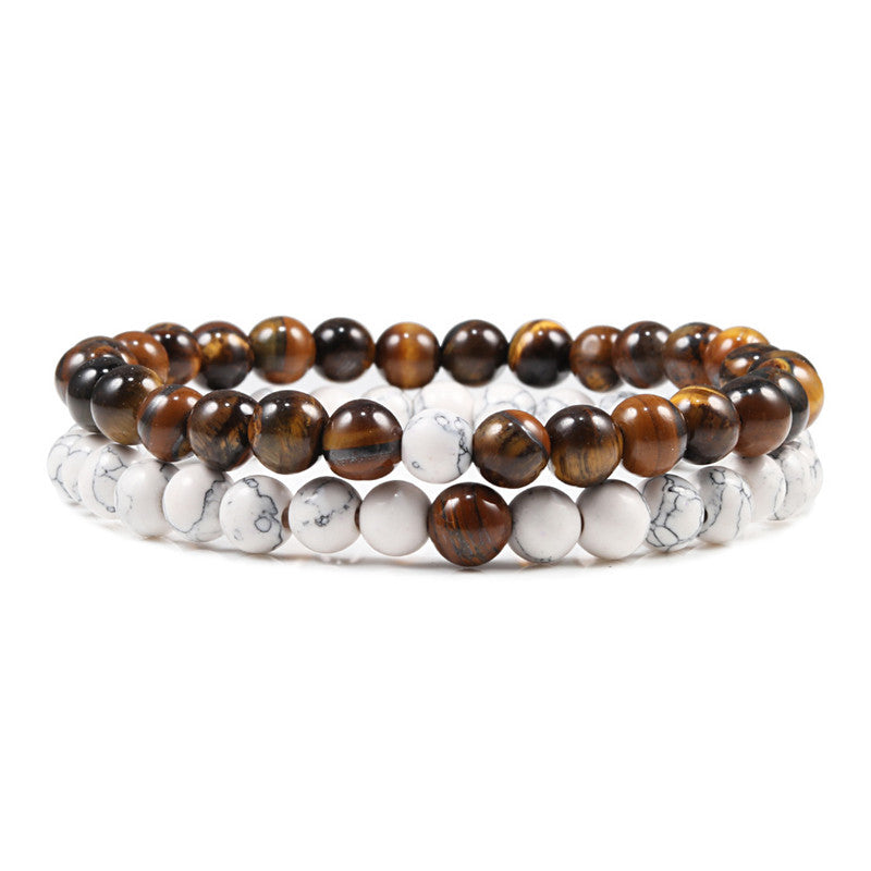 6mm 2pcs/set Natural Stone Beaded Bracelets