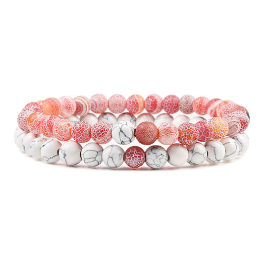 6mm 2pcs/set Natural Stone Beaded Bracelets