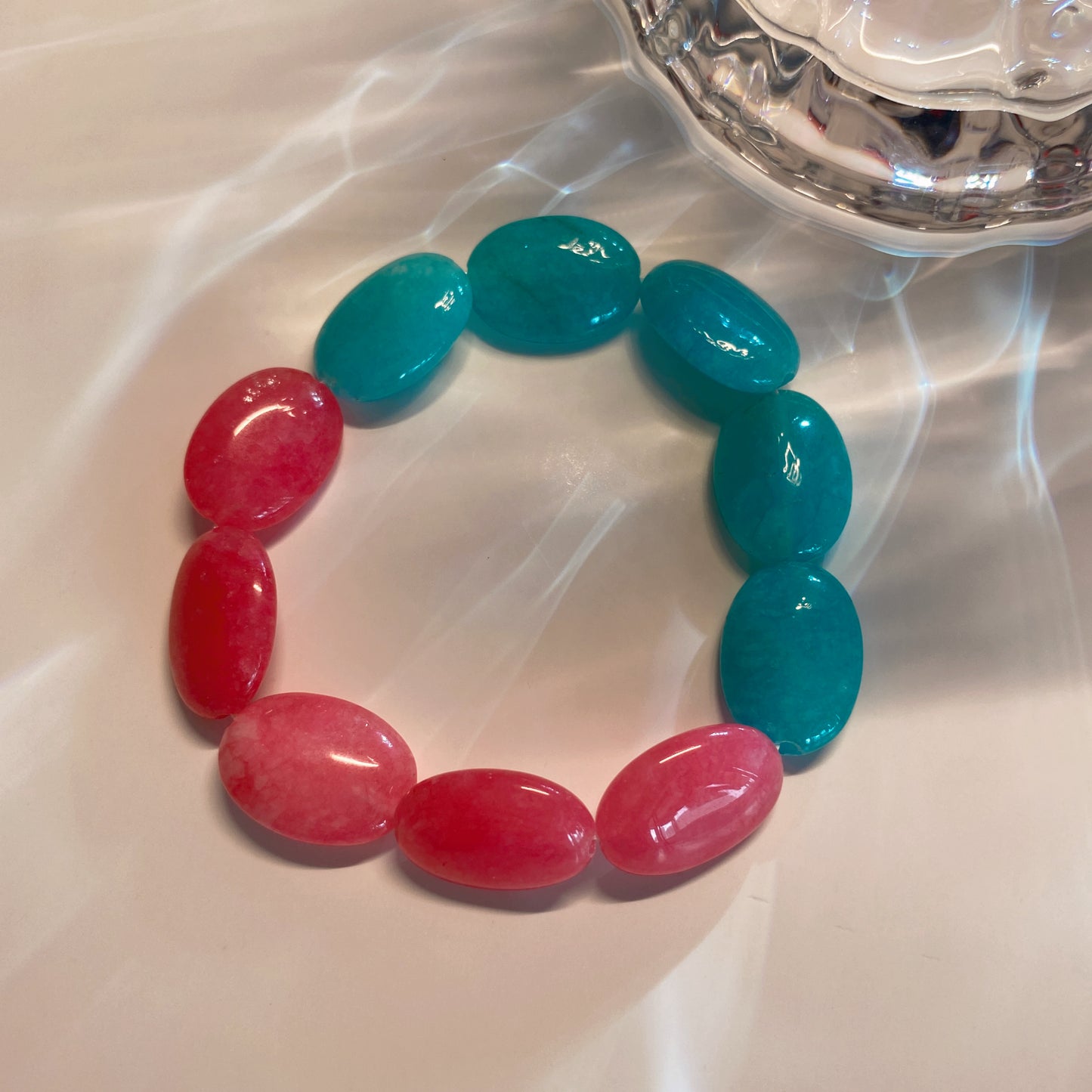 Flat Crystal Beaded Bracelet