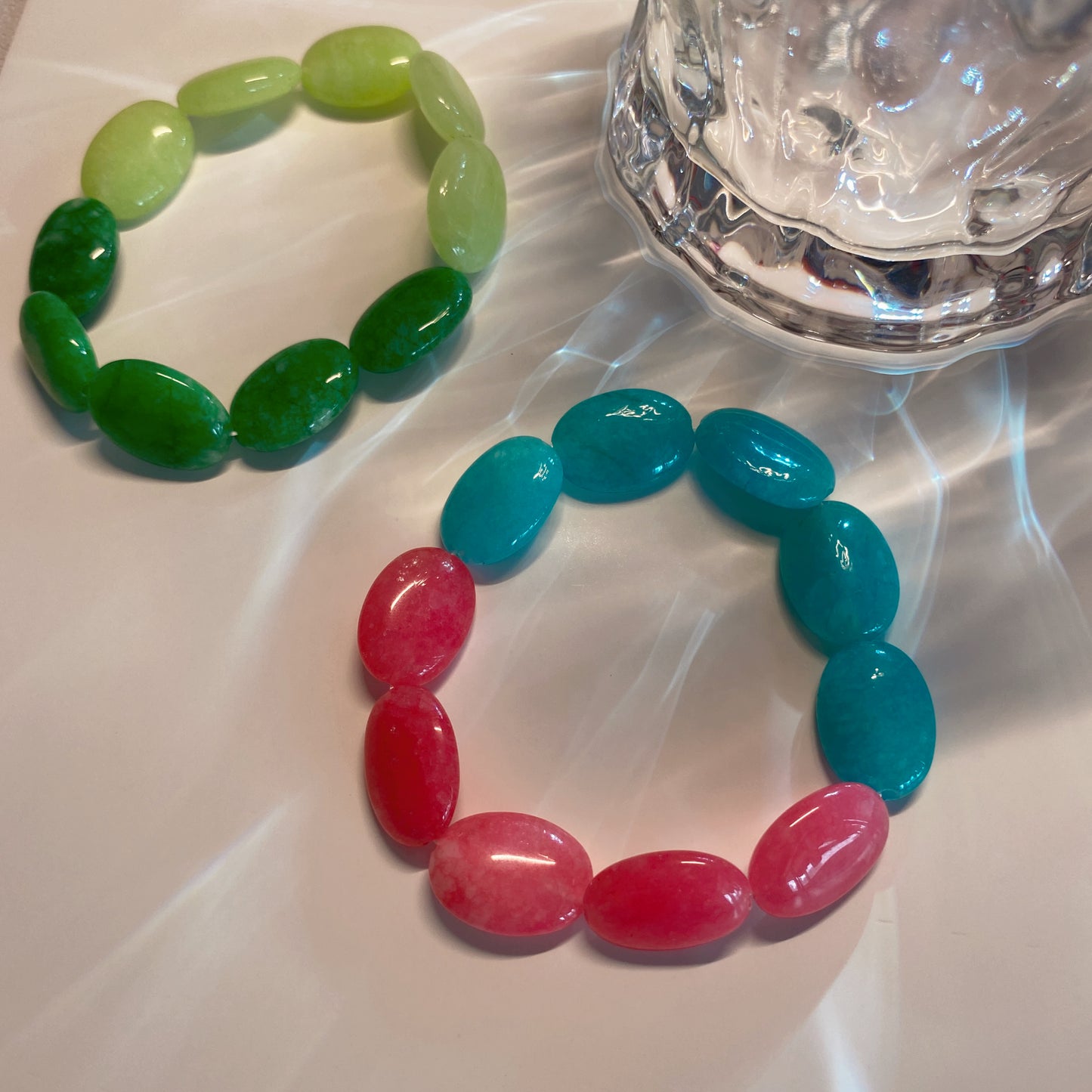 Flat Crystal Beaded Bracelet