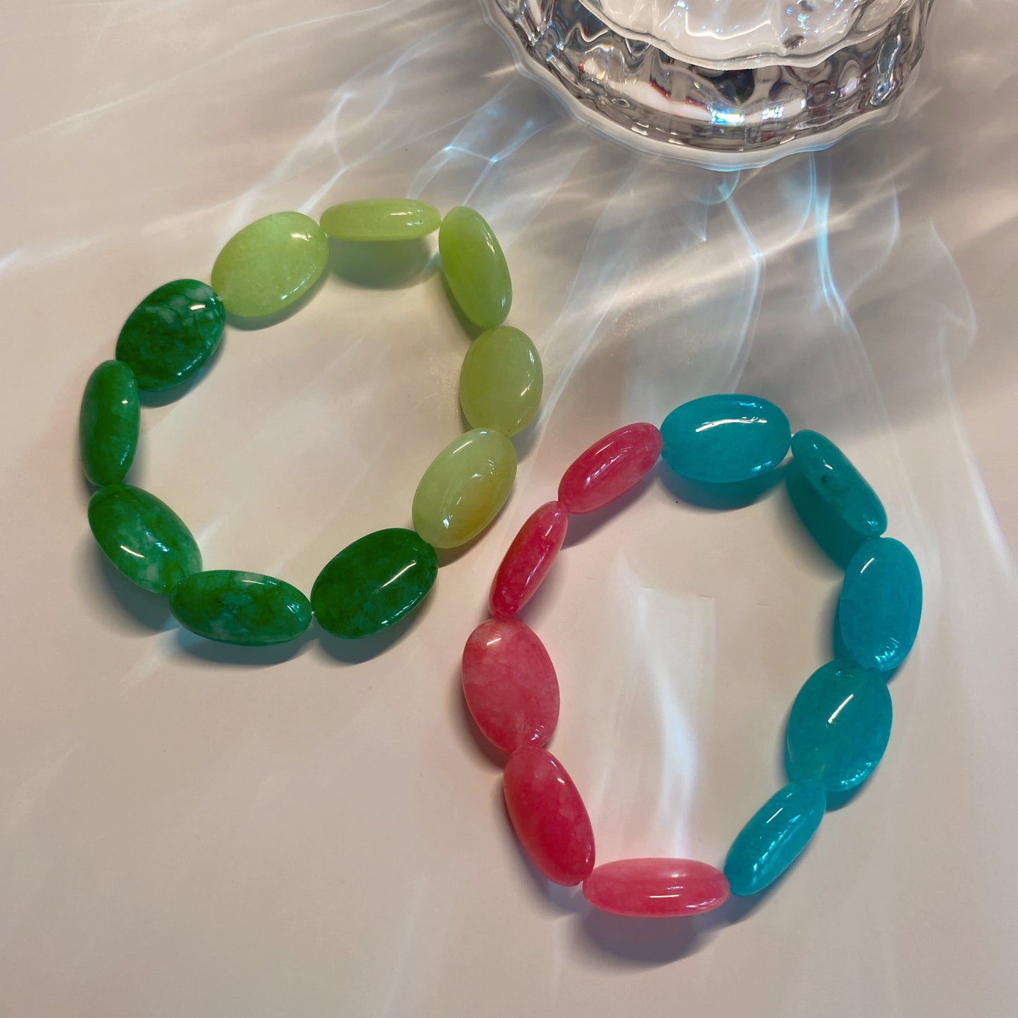 Flat Crystal Beaded Bracelet