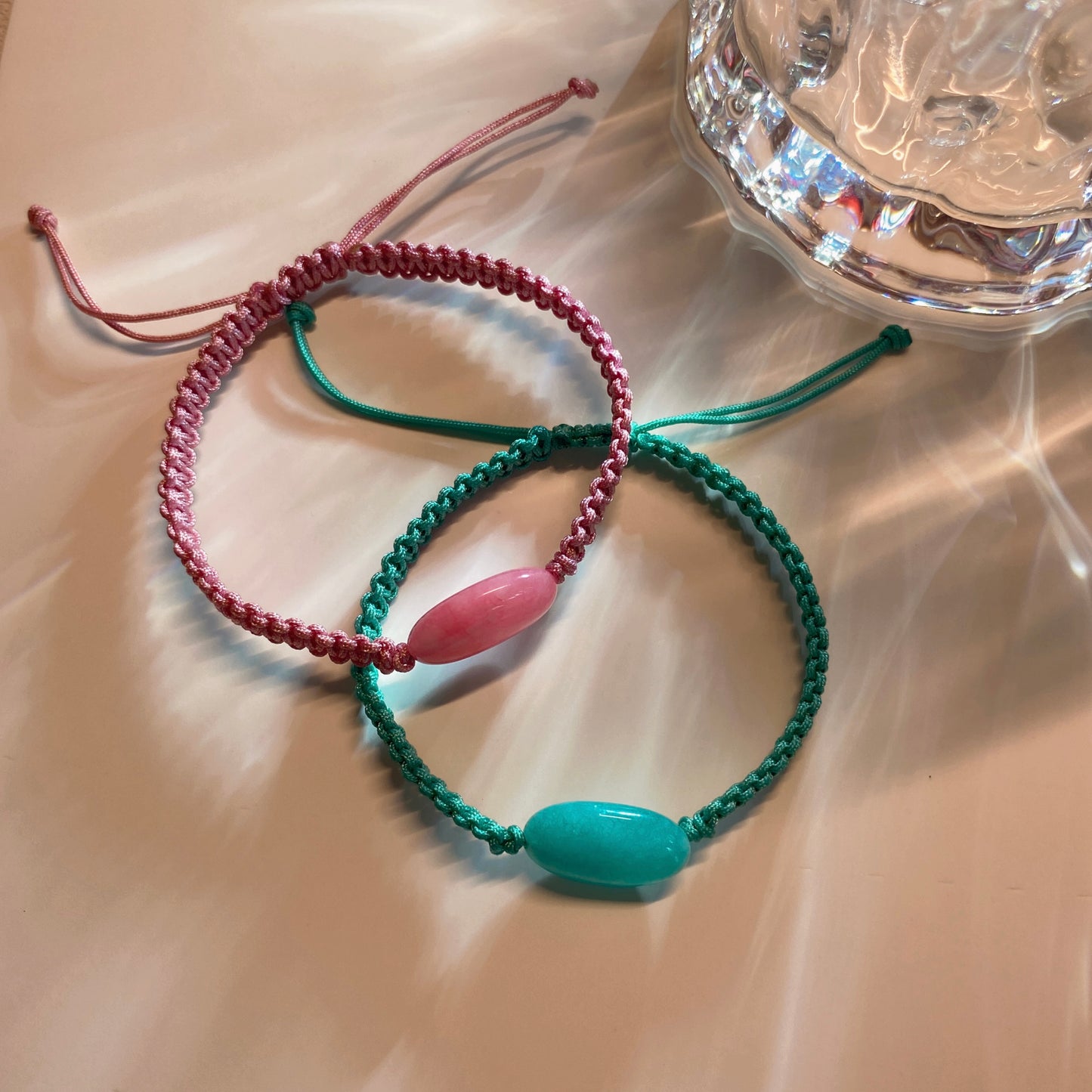 Flat Crystal Beads String Bracelet