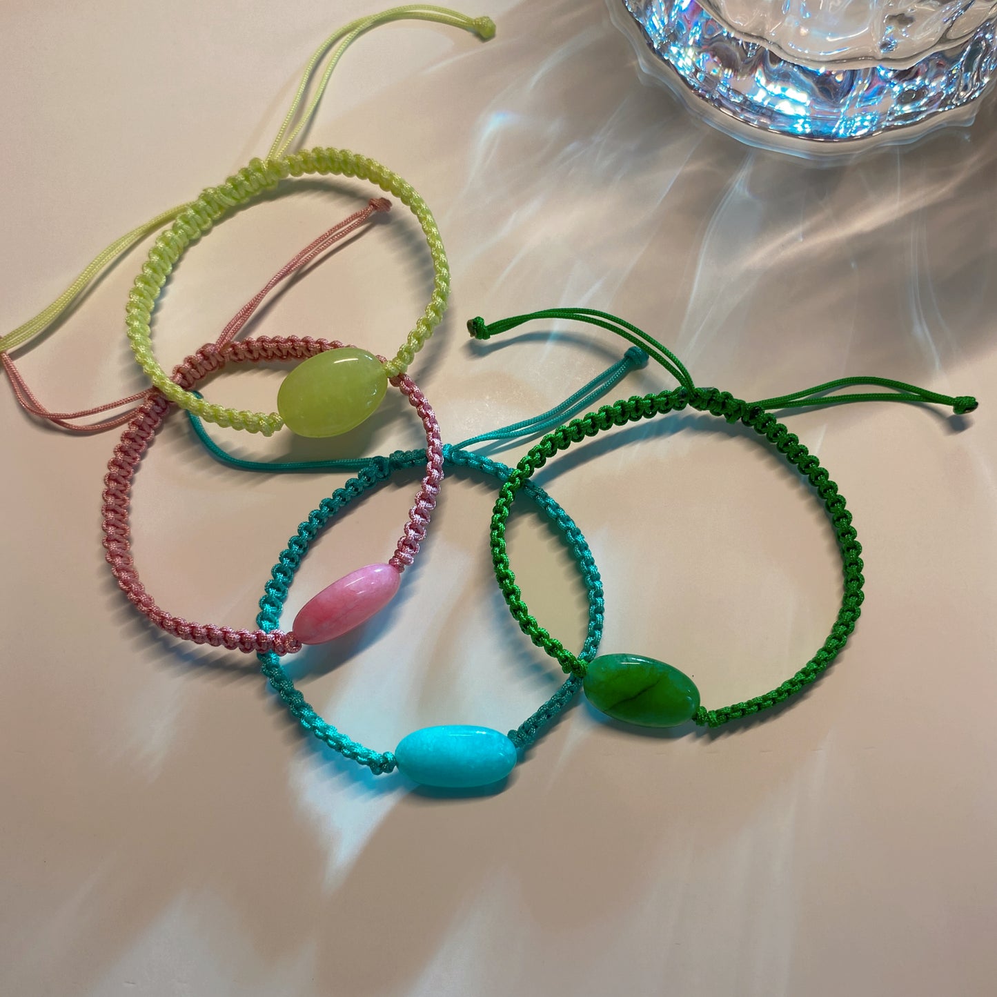 Flat Crystal Beads String Bracelet