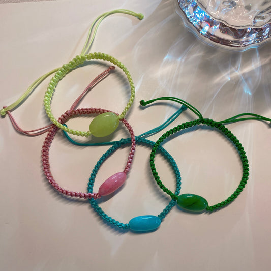 Flat Crystal Beads String Bracelet