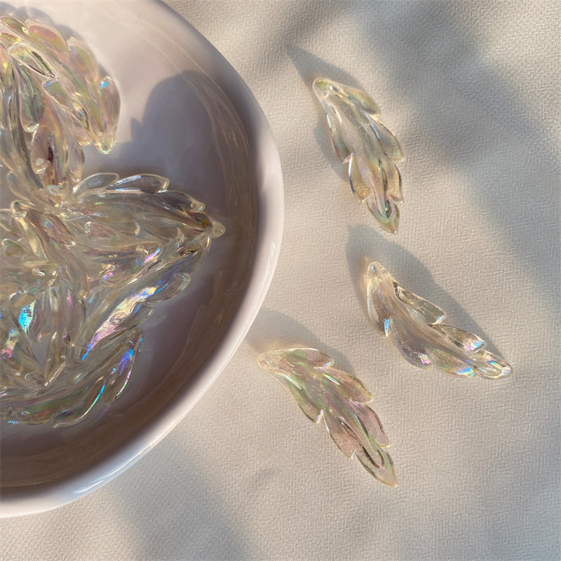 Transparent Colorful Shining Feather Pendant Beads DIY