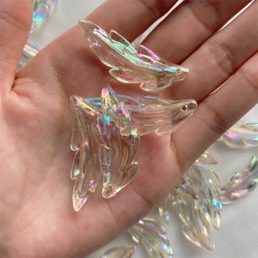 Transparent Colorful Shining Feather Pendant Beads DIY