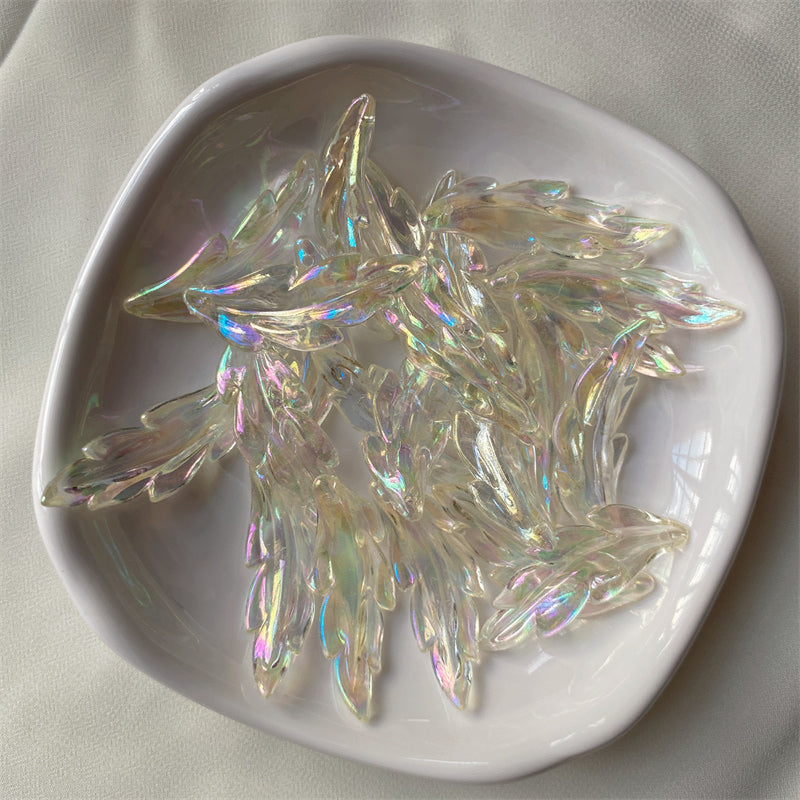 Transparent Colorful Shining Feather Pendant Beads DIY