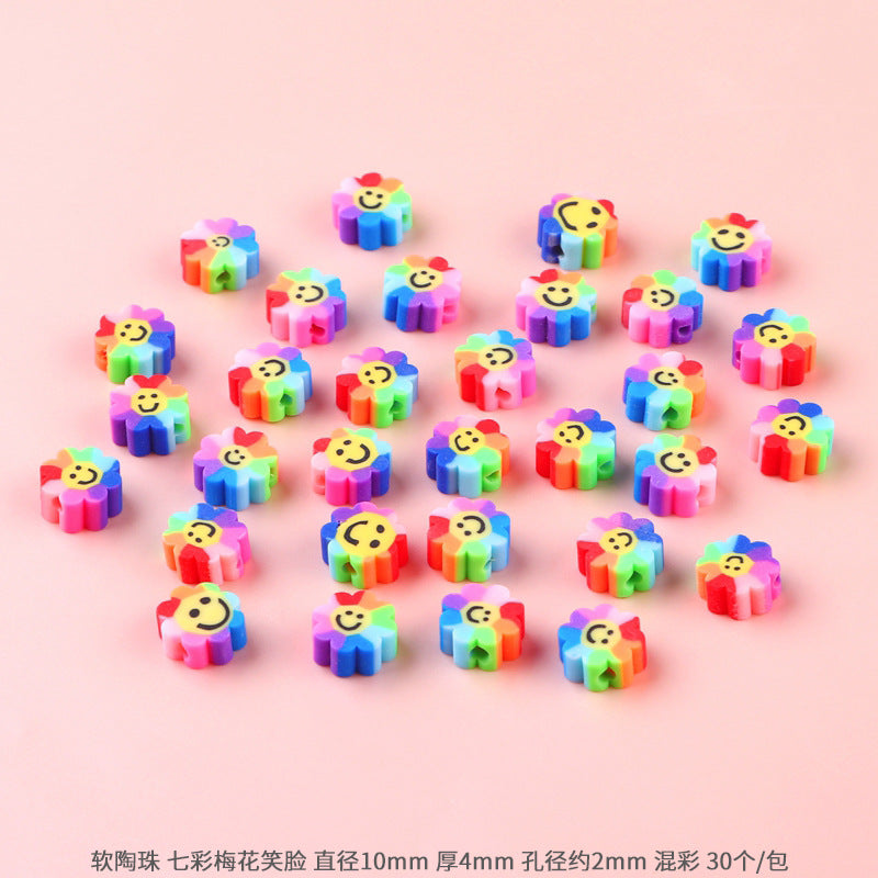Lovely Flower Smile Clay Beads Charms