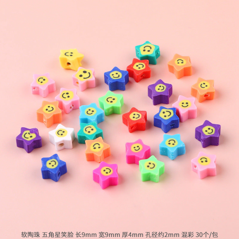 Lovely Flower Smile Clay Beads Charms