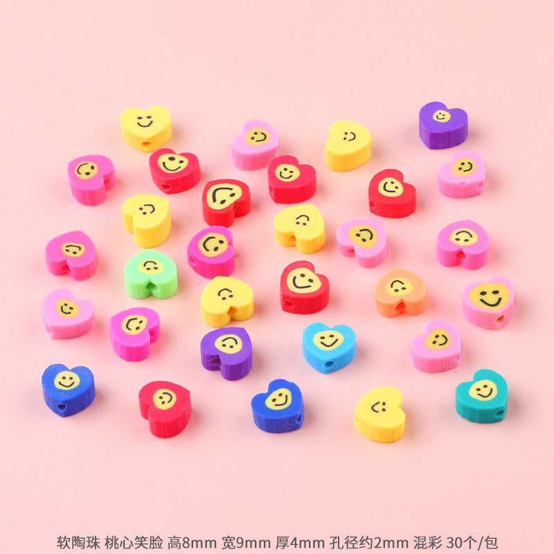 Lovely Flower Smile Clay Beads Charms
