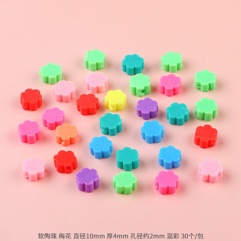 Lovely Flower Smile Clay Beads Charms