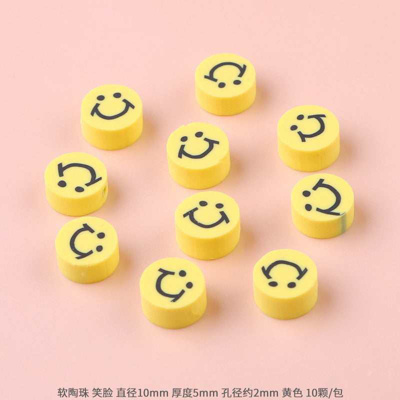 Lovely Flower Smile Clay Beads Charms