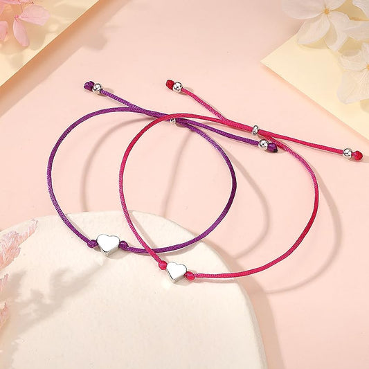 Back to School Heart Charms String Bracelet