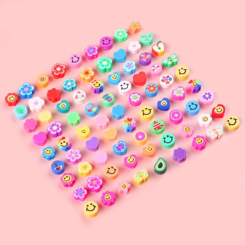 Lovely Flower Smile Clay Beads Charms