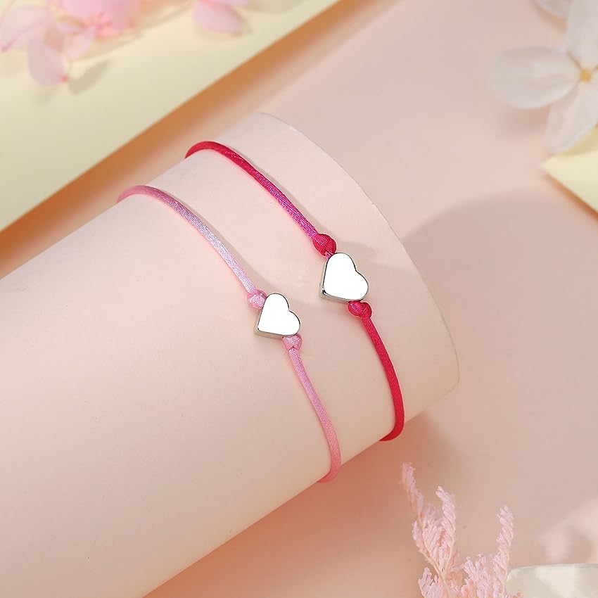 Back to School Heart Charms String Bracelet