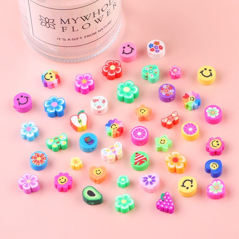 Lovely Flower Smile Clay Beads Charms