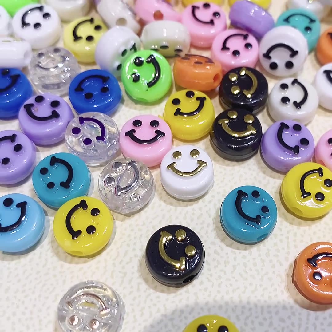 Acrylic Smile Face Beads Charms DIY Bracelet Accessories