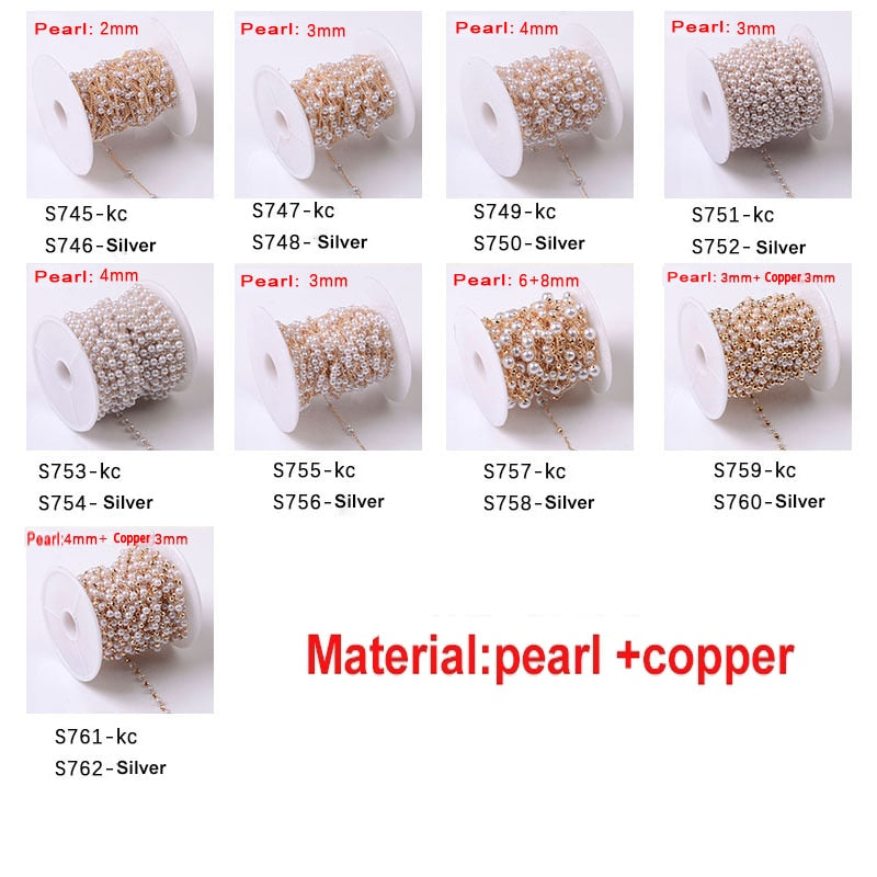 1M Pearl Beaded Chain DIY Jewerly Accessories