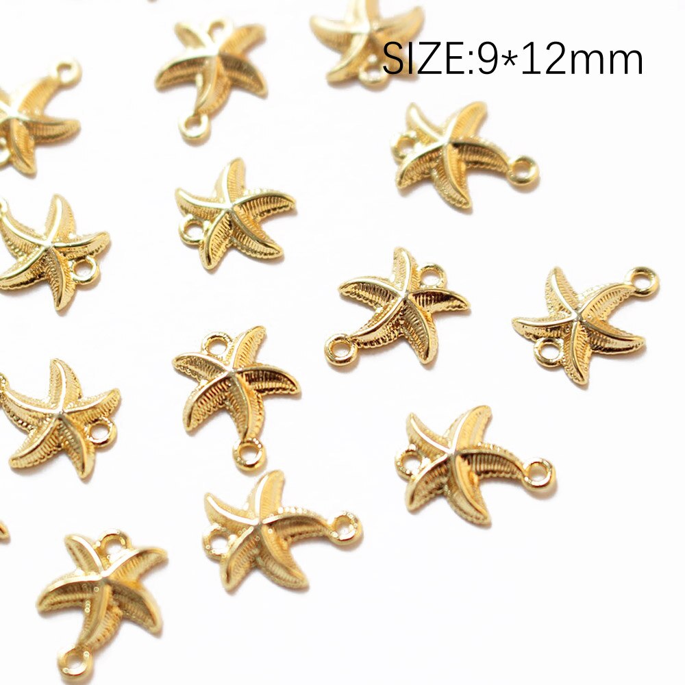 4PCS 18K Gold Plated Starfish Shell DIY Earrings