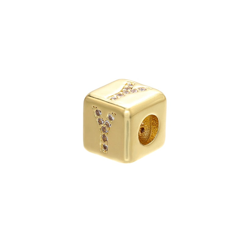 A-Z Letter Suqare Beads Jewelry Charms