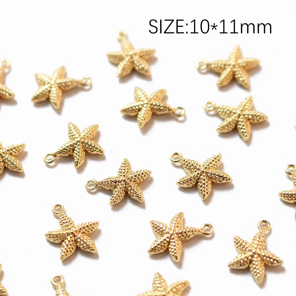 4PCS 18K Gold Plated Starfish Shell DIY Earrings