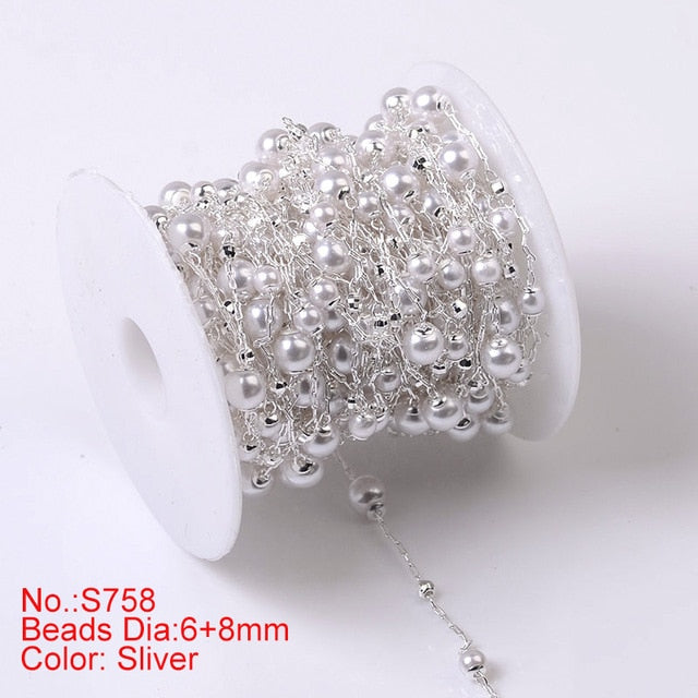 1M Pearl Beaded Chain DIY Jewerly Accessories