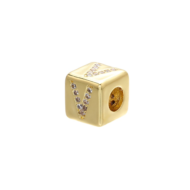 A-Z Letter Suqare Beads Jewelry Charms