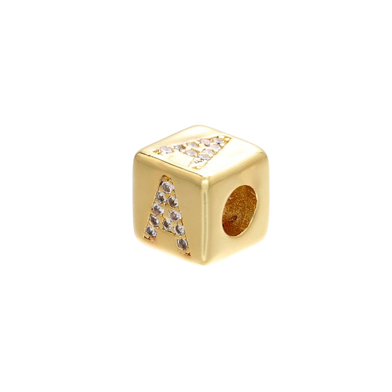 A-Z Letter Suqare Beads Jewelry Charms