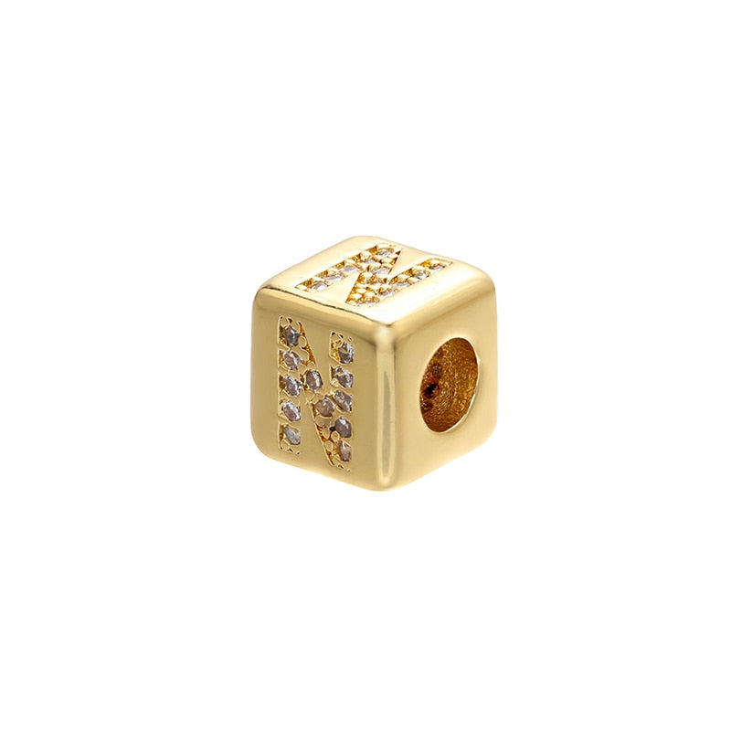 A-Z Letter Suqare Beads Jewelry Charms