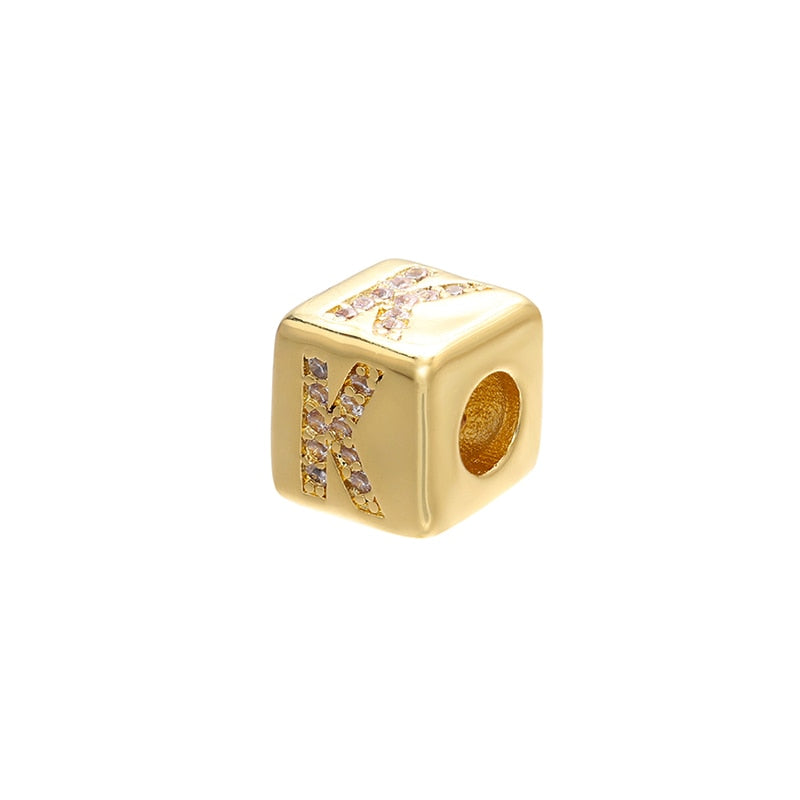 A-Z Letter Suqare Beads Jewelry Charms