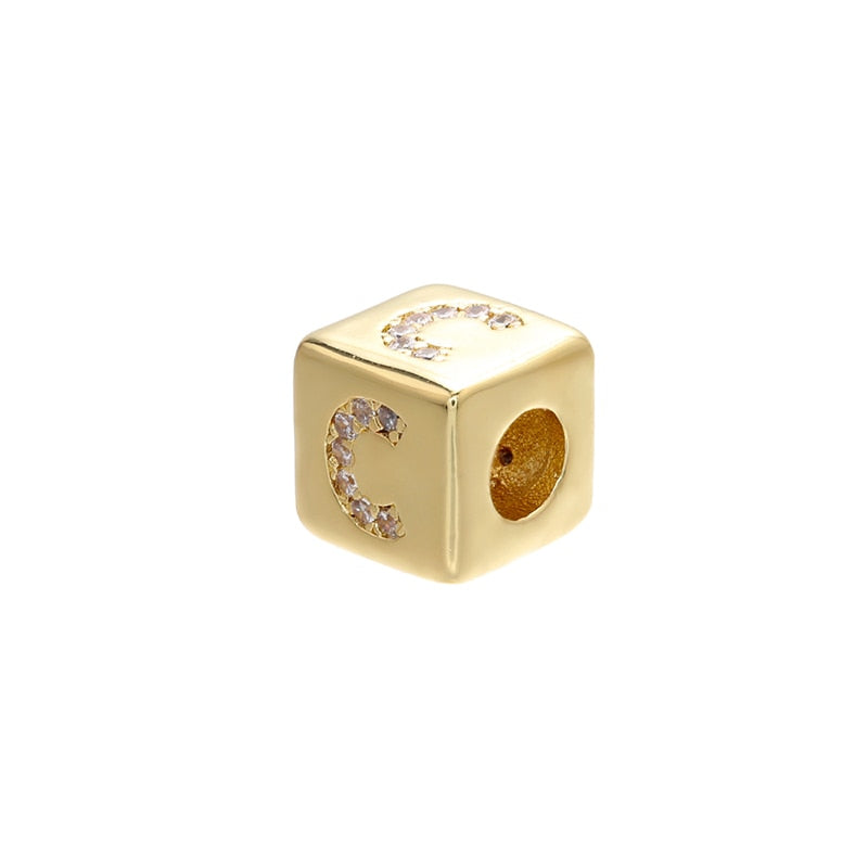 A-Z Letter Suqare Beads Jewelry Charms
