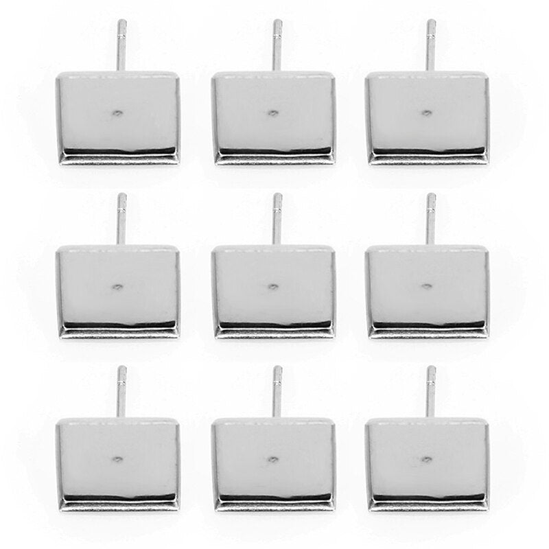 30pcs Stainless Steel Square Earring Studs