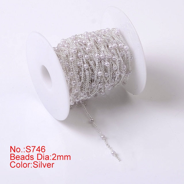1M Pearl Beaded Chain DIY Jewerly Accessories
