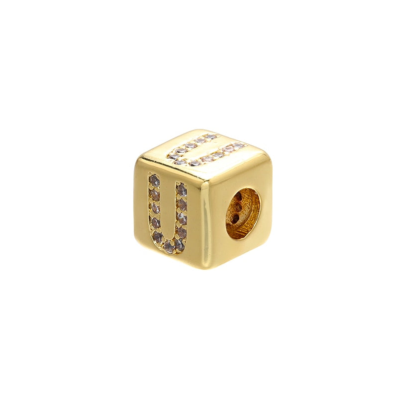 A-Z Letter Suqare Beads Jewelry Charms